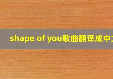 shape of you歌曲翻译成中文